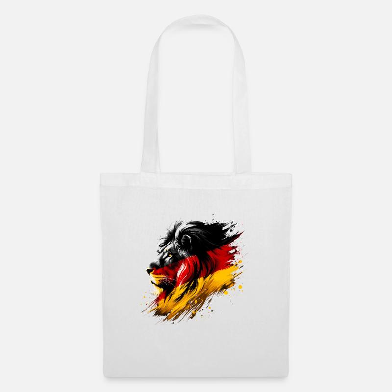 Löwe mit deutscher Flagge Geschenk Löwenliebhaber - Stoffbeutel - Weiß