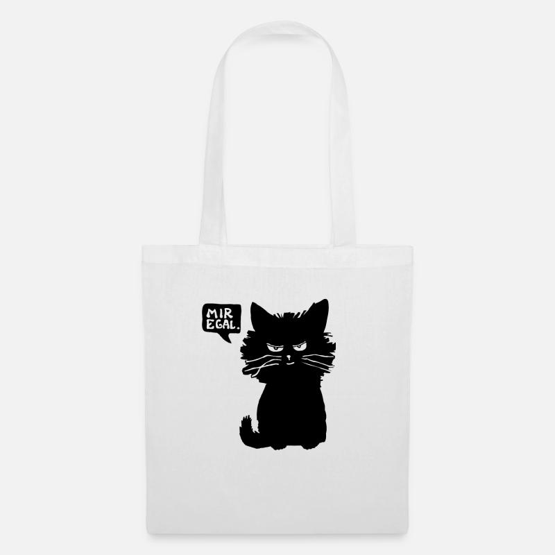 faule Katze Spruch Sprüche mir egal Geschenk Idee - Stoffbeutel - Weiß