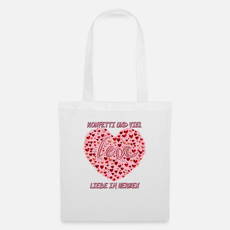 KONFETTI UND VIEL LIEBE IM HERZEN - Stoffbeutel - Weiß