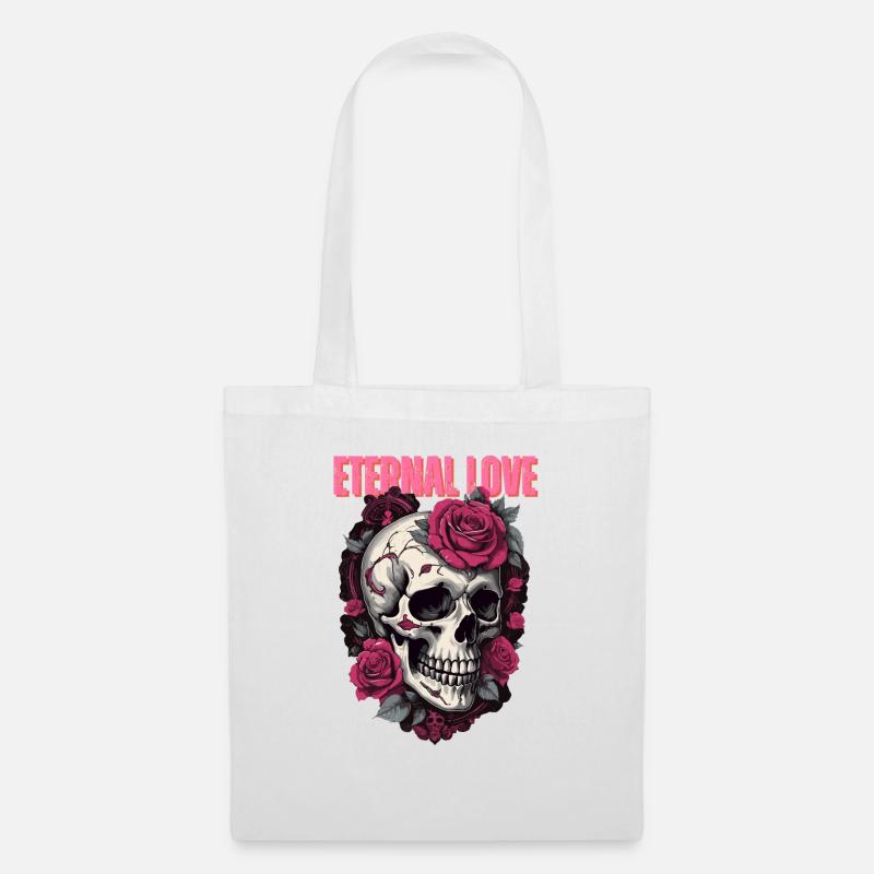 Amour éternel - Crâne - Sac en tissu - blanc