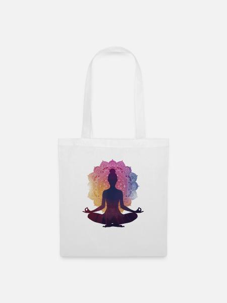 Stille in der Pose: Eine Yoga-Silhouette mit Manda - Stoffbeutel - Weiß