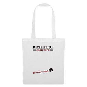 Richtfest Gästebuch Outfit Haus Eigenheim Hausbau - Stoffbeutel - Weiß - Vorne