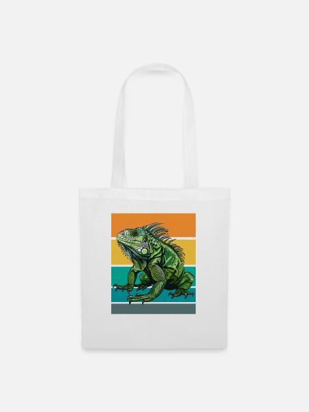 Leguan Retro Design - Stoffbeutel - Weiß