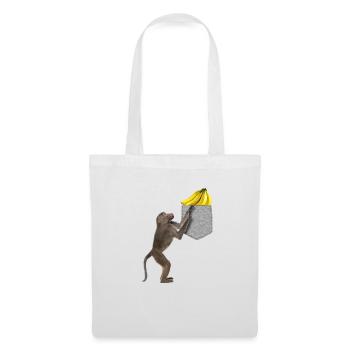 Singe Babouin Atteignant Banane Dans Fausse Poche - Sac en tissu - blanc - Devant
