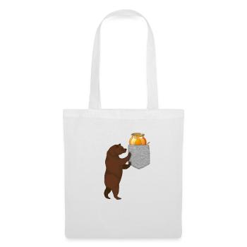 Ours cherchant un baril de miel dans votre fausse poche - Sac en tissu - blanc - Devant