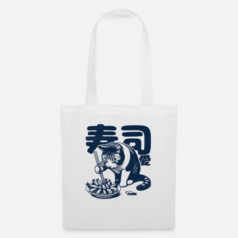 Sushi liebende Katze - Stoffbeutel - Weiß