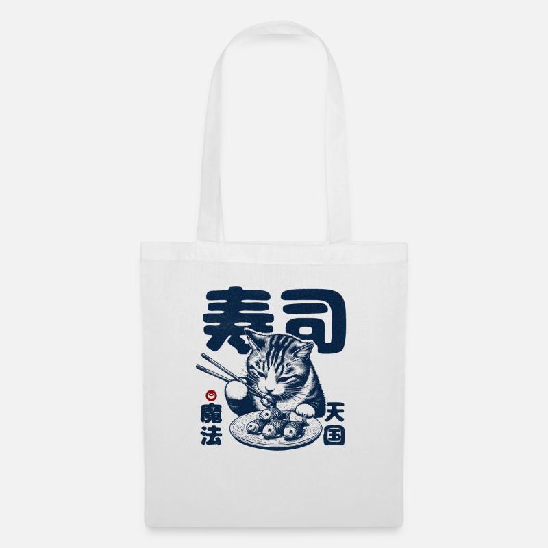 Sushi liebende Katze - Stoffbeutel - Weiß
