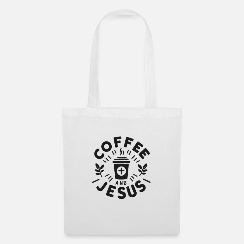 Kaffee und Jesus - Stoffbeutel - Weiß