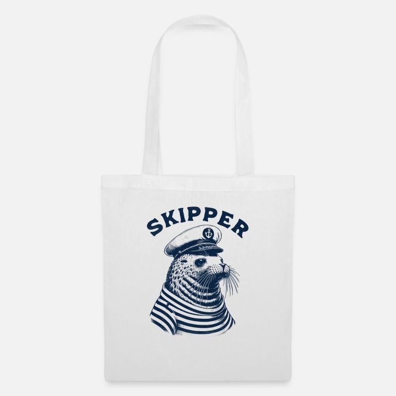 Skipper Seehund - Stoffbeutel - Weiß