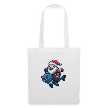 Piranha Fische Weihnachtsmann Cartoon - Stoffbeutel - Weiß - Vorne
