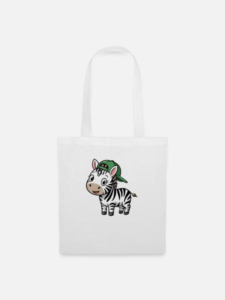 Süßes Zebra mit Mütze - Stoffbeutel - Weiß