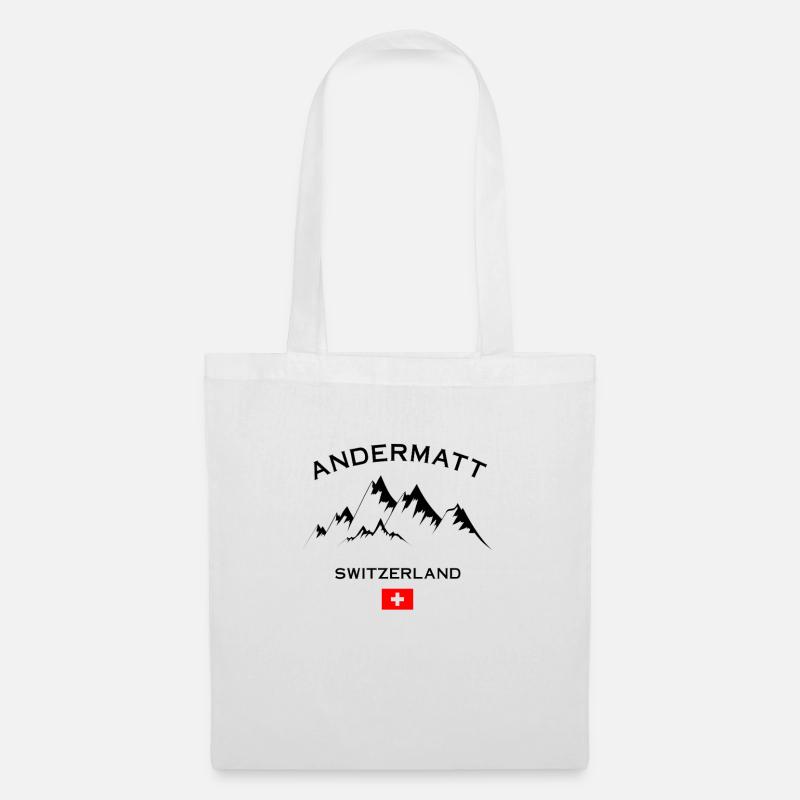 Andermatt Ski Resort Schweizer Alpen Ski-Souvenir - Stoffbeutel - Weiß