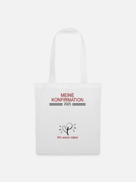 Meine Konfirmation 2025 Gästebuch Outfit Konfi - Stoffbeutel - Weiß