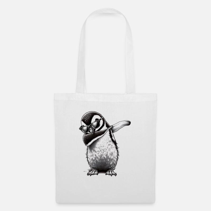 Dabbing Pinguin mit Sonnenbrille - Stoffbeutel - Weiß