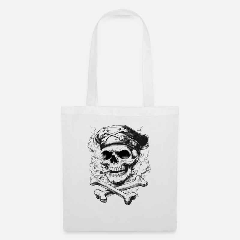 Skipper Boot Segeln Motorboot Pirat Skull - Stoffbeutel - Weiß