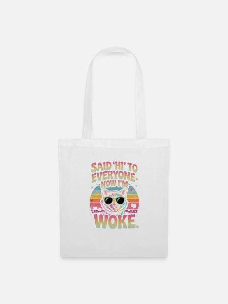 Lustiges Katze Woke Design - Stoffbeutel - Weiß