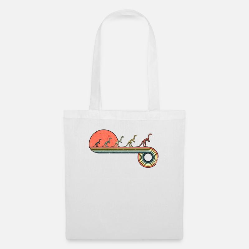 Dinosaurier Skeleton Retro Vintage Sunset Rainbow - Stoffbeutel - Weiß