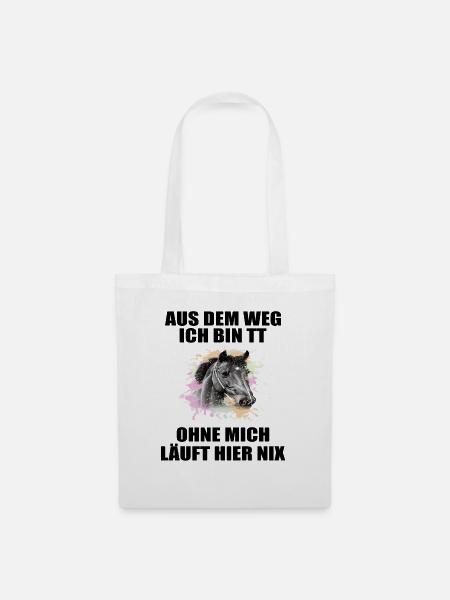 Tuniertrottel ich mach hier alles Pferd Rappe - Stoffbeutel - Weiß