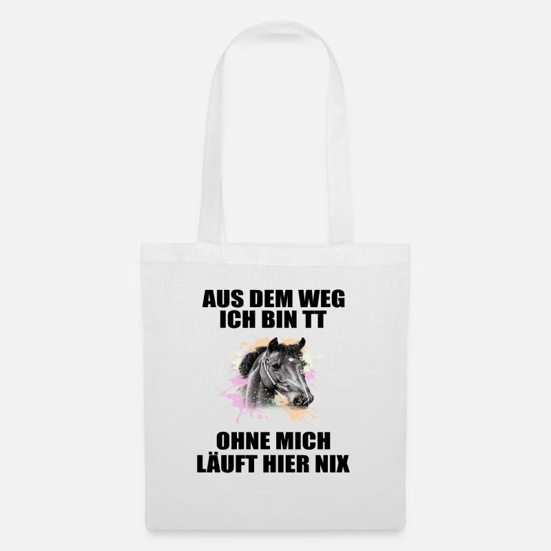 Tuniertrottel ich mach hier alles Pferd Rappe - Stoffbeutel - Weiß