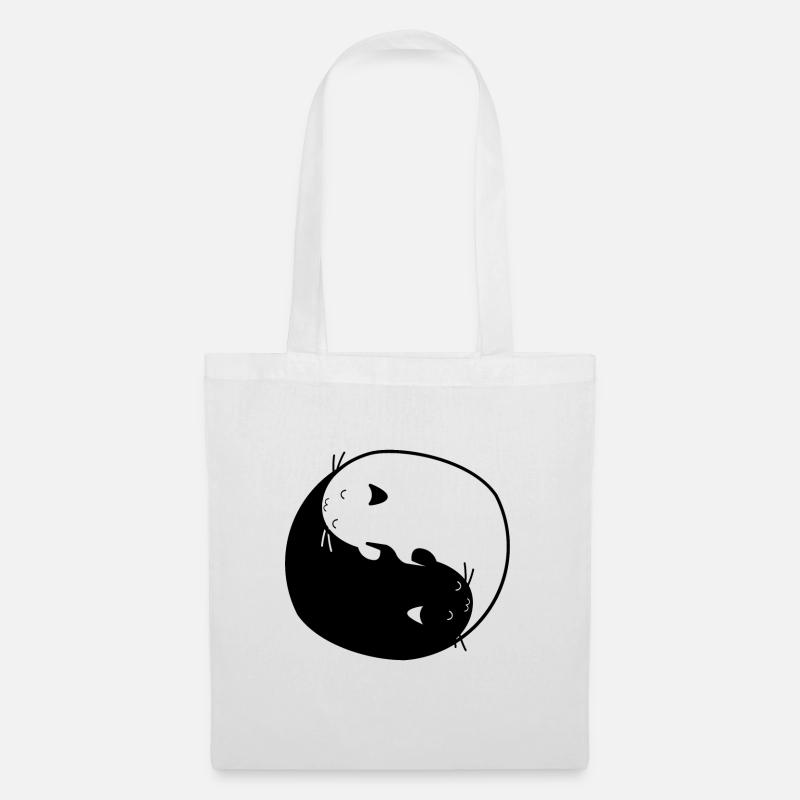 Katze yin yang - Stoffbeutel - Weiß