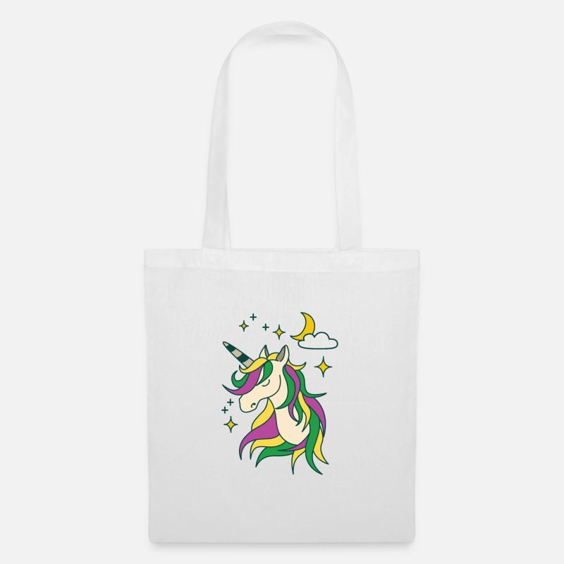 Einhorn mit Mond und Sternen - Stoffbeutel - Weiß