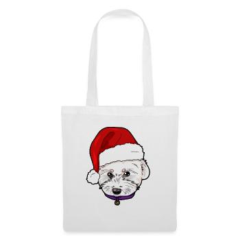 Malteser Hund mit Mütze Weihnachten Geschenk - Stoffbeutel - Weiß - Vorne