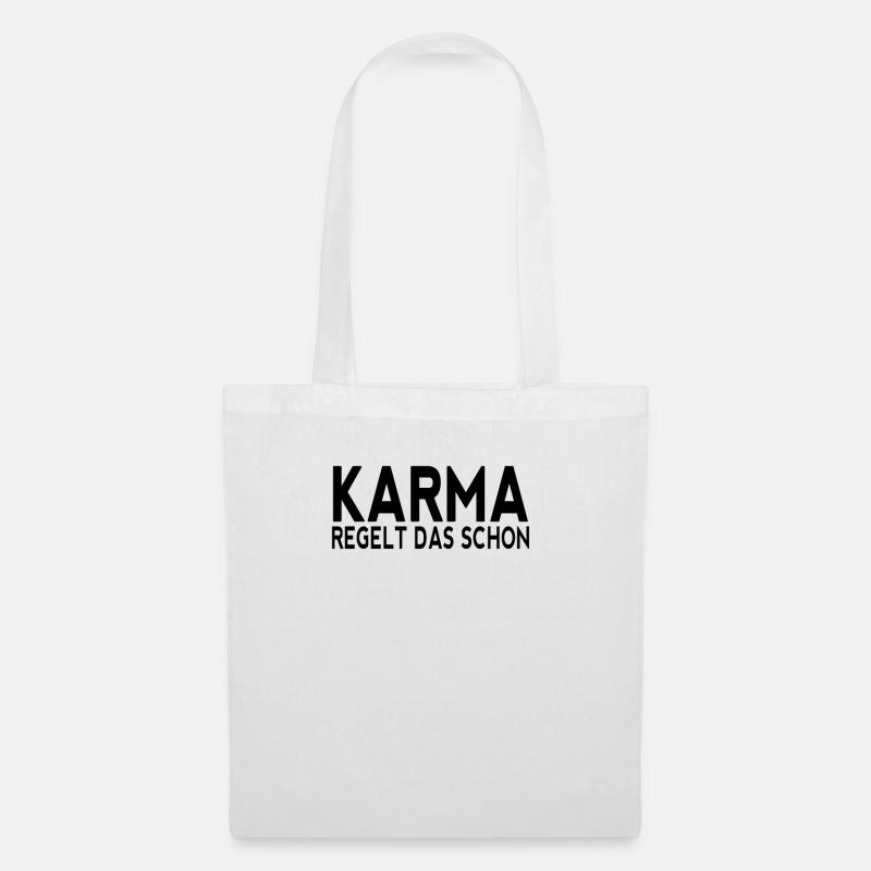 Karma regelt das schon black Geschenkidee Party - Stoffbeutel - Weiß