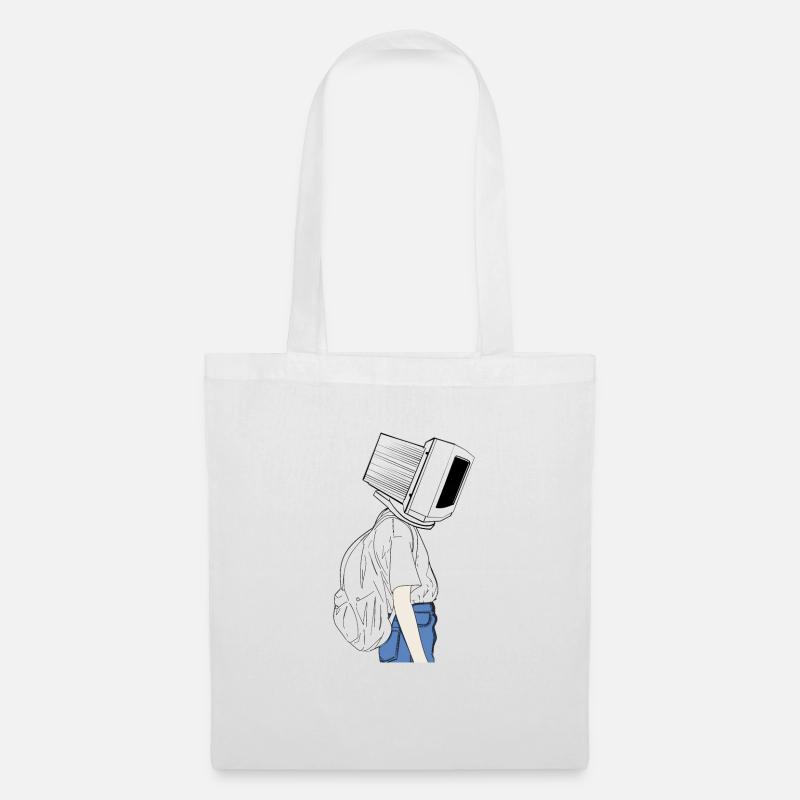 Coder shirt tete d'ordinateur Sad - Sac en tissu - blanc