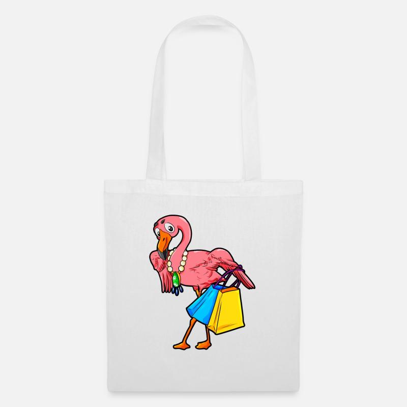 Shopping Flamingo Einkaufen Cartoon Comic Style - Stoffbeutel - Weiß
