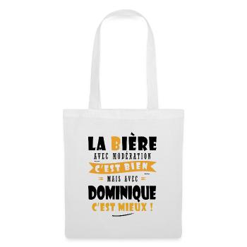 Dominique Bière Cadeau Humour cadeau dominique - Sac en tissu - blanc - Devant
