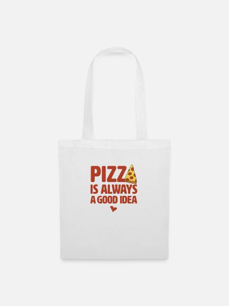 Cooler Pizza Spruch always good idea Illustration - Stoffbeutel - Weiß