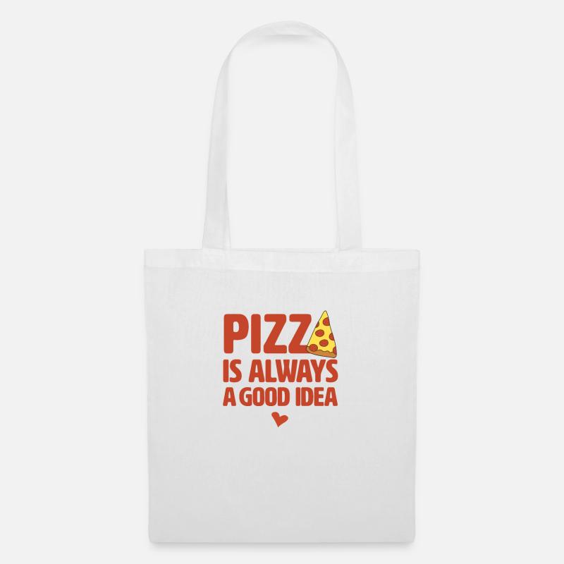 Cooler Pizza Spruch always good idea Illustration - Stoffbeutel - Weiß