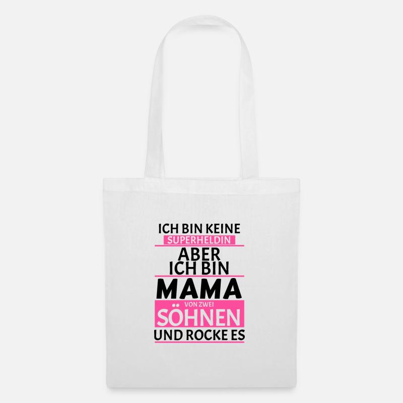 Superheldin Mama Zwei Söhne Spruch Geschenk - Stoffbeutel - Weiß