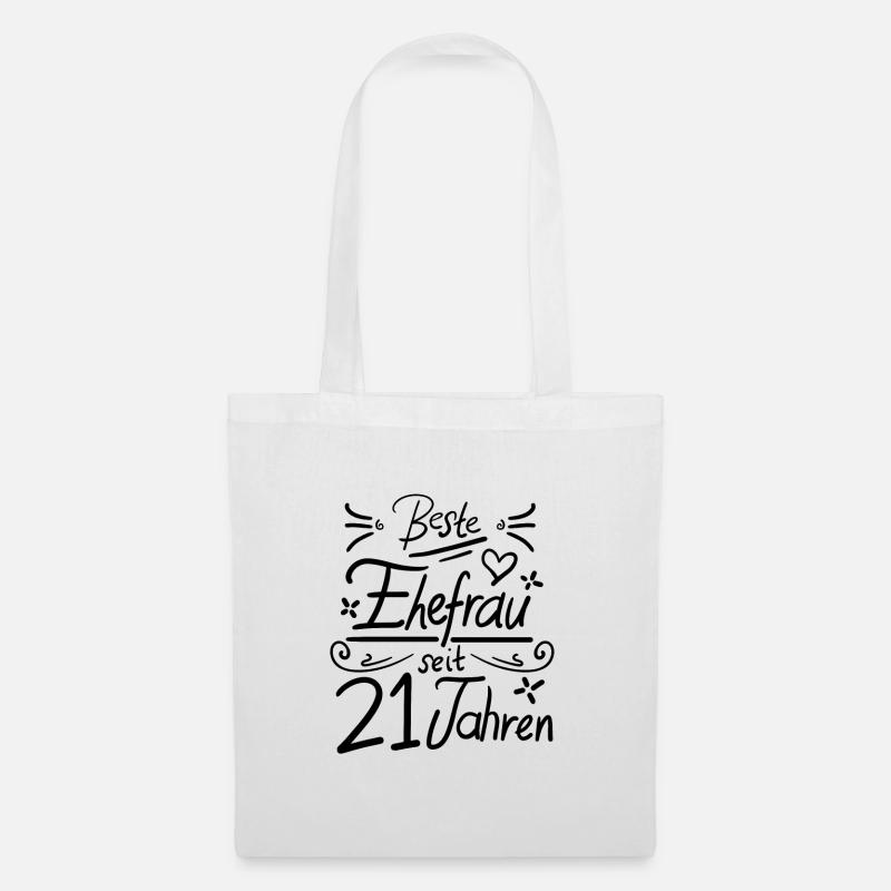 21. Hochzeitstag Ehe Geschenk - Stoffbeutel - Weiß