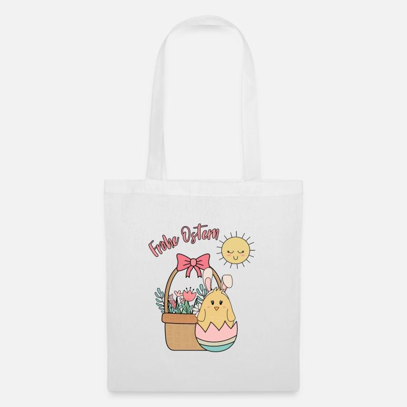 Frohe Ostern - Oster Küken - Stoffbeutel - Weiß