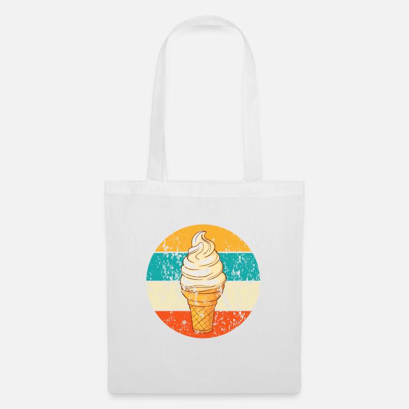 Vintage Retro Eistüte Softeis - Stoffbeutel - Weiß