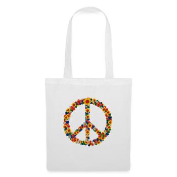 Peace Love 60s 70s Flower Power Hippie Out - Tote Bag - white - Front