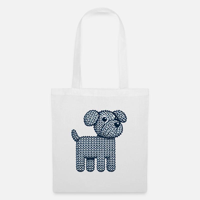 Strick Hund - Stoffbeutel - Weiß