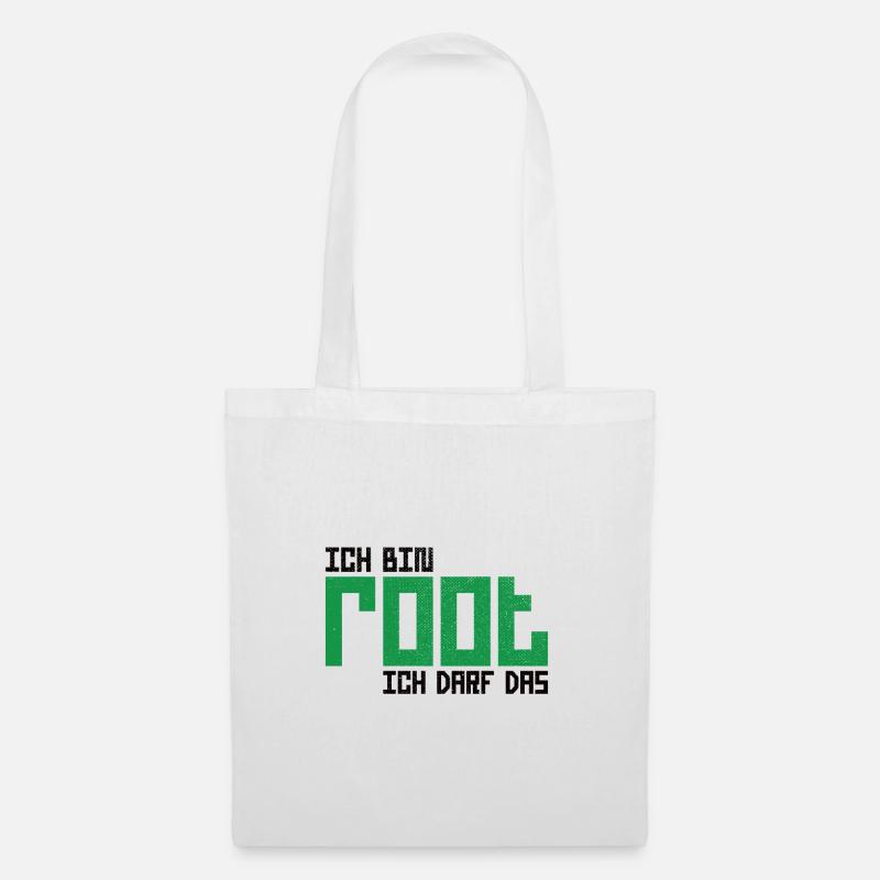 Ich bin root ich darf das Hacker Nerd Admin Shirt - Stoffbeutel - Weiß