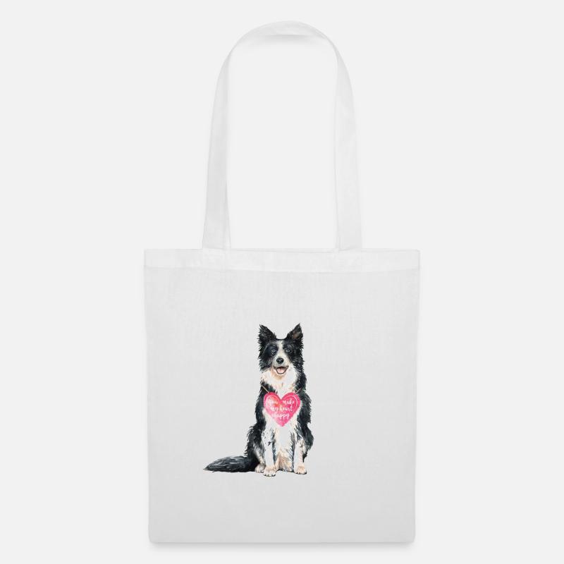 Border Collie Liebe - Stoffbeutel - Weiß
