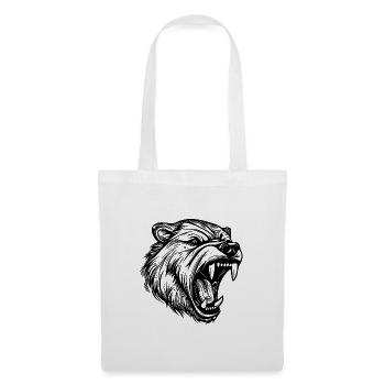 Angry Bear Tattoo Portrait with Sharp Teeth - Tote Bag - white - Front