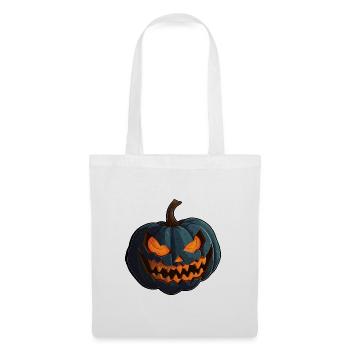 Kürbis mit gruseligen glühende Halloween Augen - Stoffbeutel - Weiß - Vorne