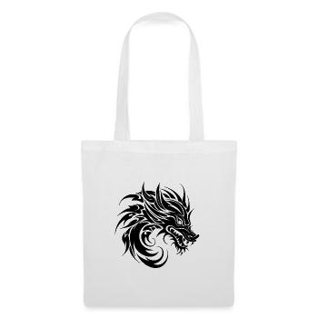 Gefährlicher fauchender Tattoo Style Drachen Kopf - Stoffbeutel - Weiß - Vorne