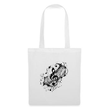 Vintage Musik Notenschlüssel im Tattoo Style - Stoffbeutel - Weiß - Vorne