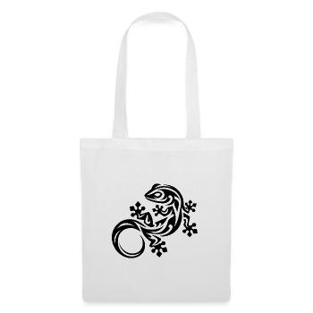 Petit gecko drôle dans le style de tatouage tribal - Sac en tissu - blanc - Devant