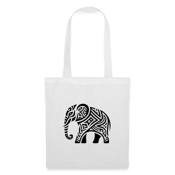 Elephant Tribal Art Tattoo with Big Ears - Tote Bag - white - Front