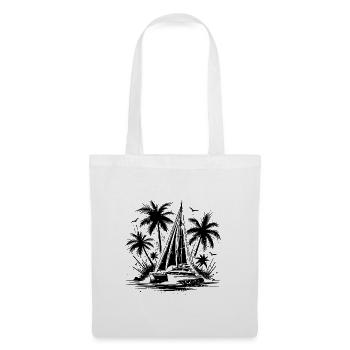 Palm trees with double hull catamaran sailing boat - Tote Bag - white - Front