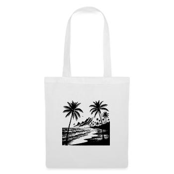 Volcano coast with palm trees, beach and sea - Tote Bag - white - Front