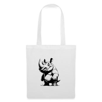 Drôle de rhinocéros noir avec une énorme corne - Sac en tissu - blanc - Devant