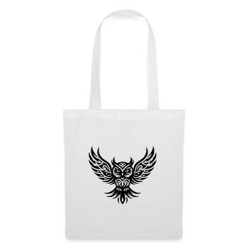 Hibou sur des ailes larges dans le style d’aile de tatouage - Sac en tissu - blanc - Devant